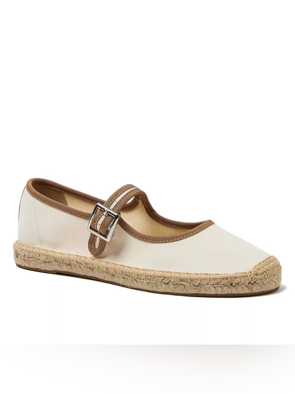 Lands End Women's Mary Jane Espadrille Flats In Natural Sz 8 NEW! $80